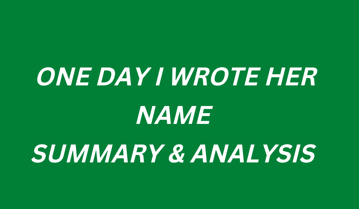 ONE DAY I WROTE HER NAME SUMMARY & ANALYSIS
