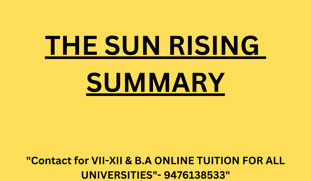 The Sun Rising Summary by John Donne