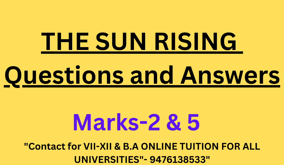 The Sun Rising Questions and Answers